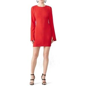 Likely “Manhattan” Dress Size 4 Red Mini Shift Flared Long Sleeves